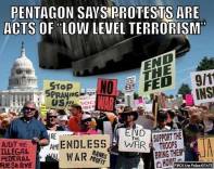 Pentagon says protests are acts of low level terrorism