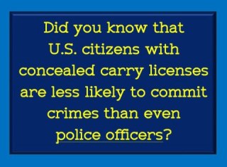 US citizens with concealed carry licenses are less likely to commit crimes than even police officers